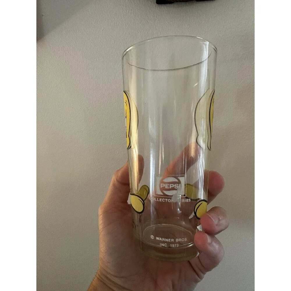 Tweety Bird 6.5” Drink Glass Pepsi Collector Series Vintage 1973 Looney Tunes